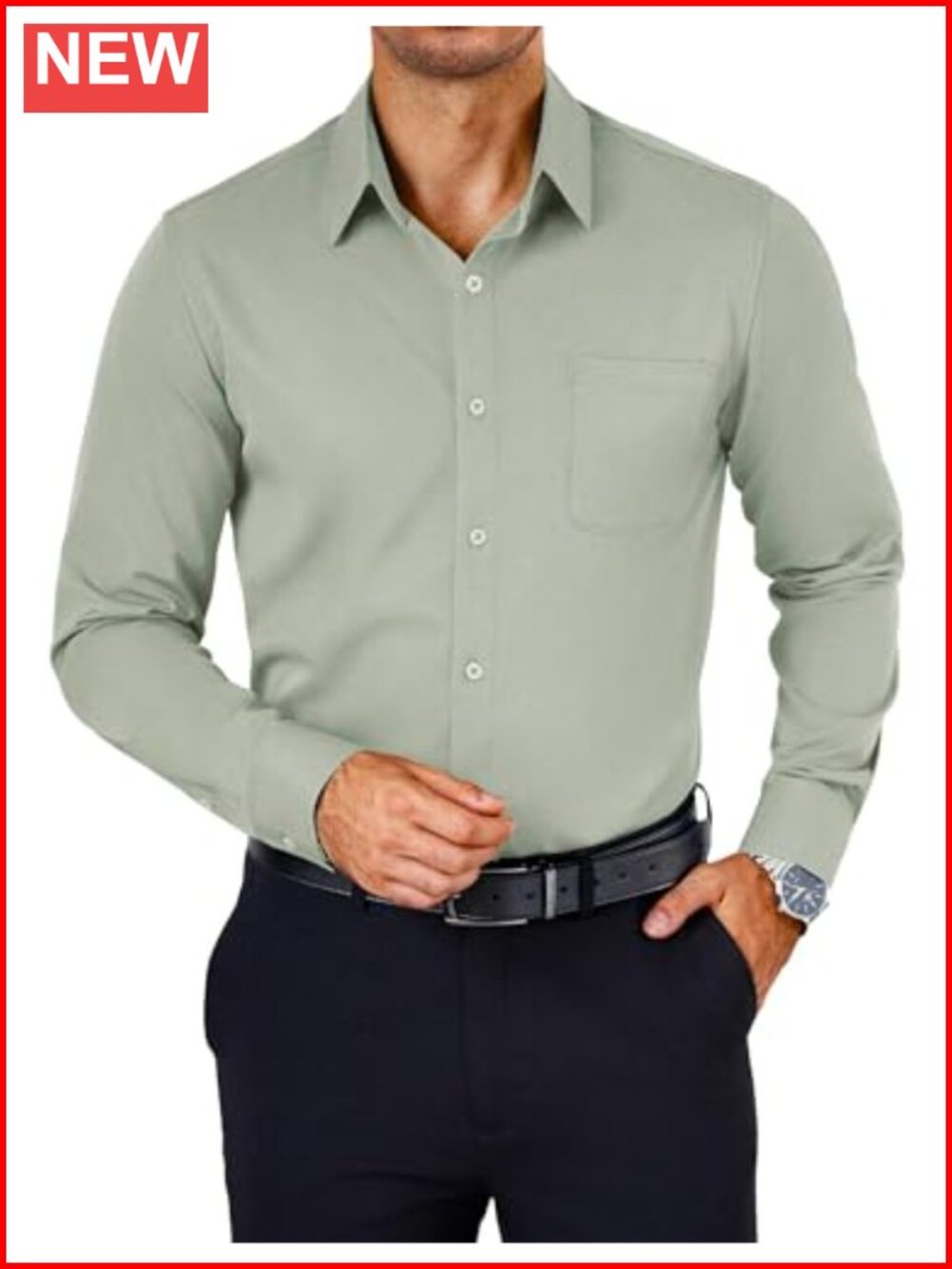 Mens Wrinkle Free Dress Shirt Long Sleeve Button Down Regular Fit Business